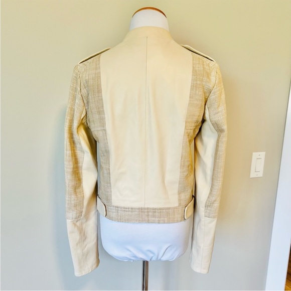 DANIER Italian Leather Moto Biker Coat Beige Tan Size XS - Picture 5 of 8